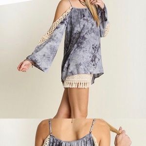 Umgee cold shoulder top -tie dye